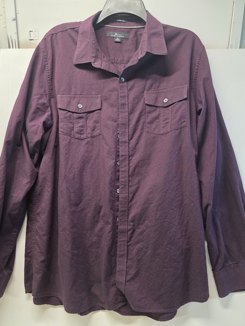 Marc Anthony Men's XL Slim Fit Dark Plum Purple Long Sleeve